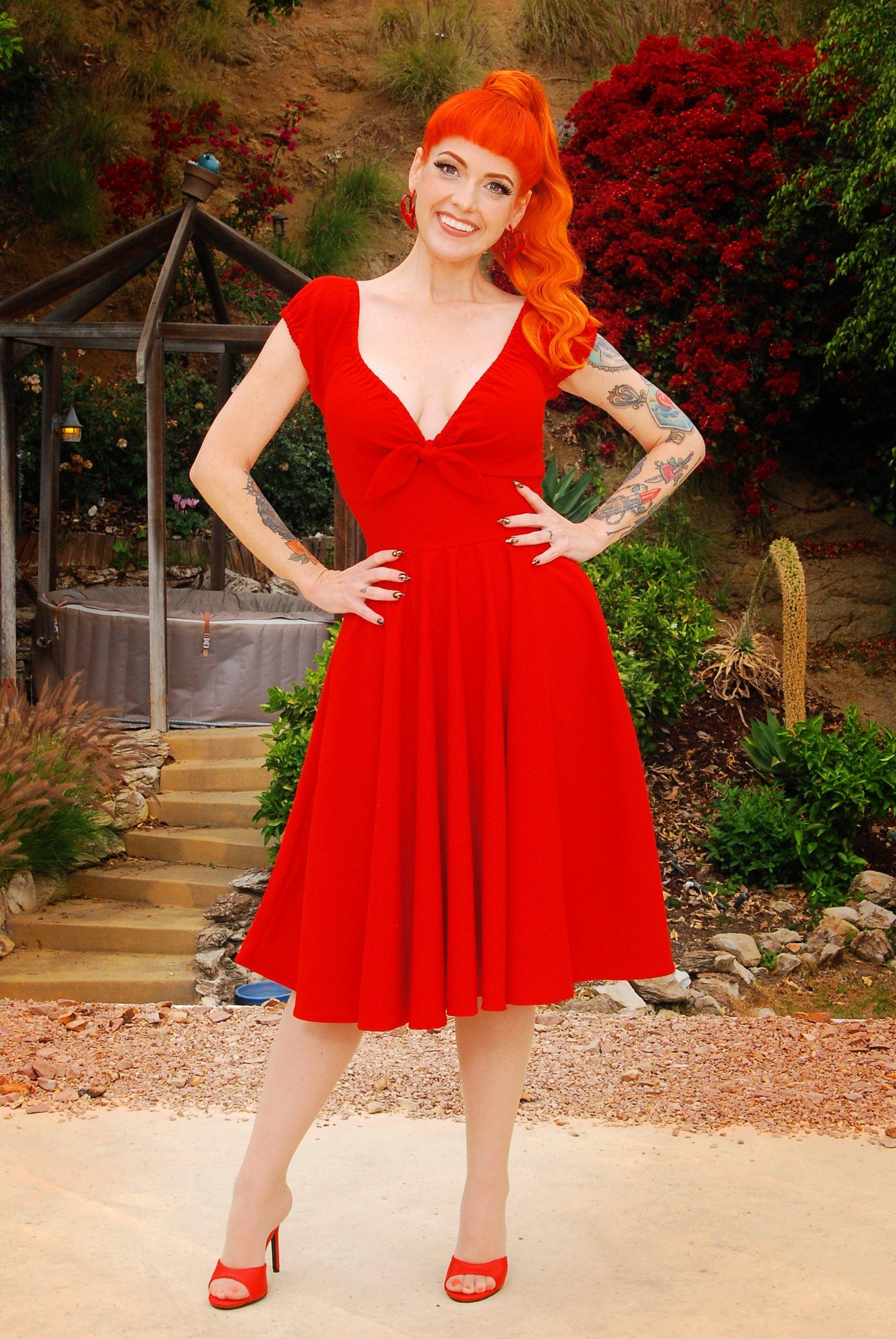 Natalie Dress in Red Crepe | Pinup Couture - pinupgirlclothing.com