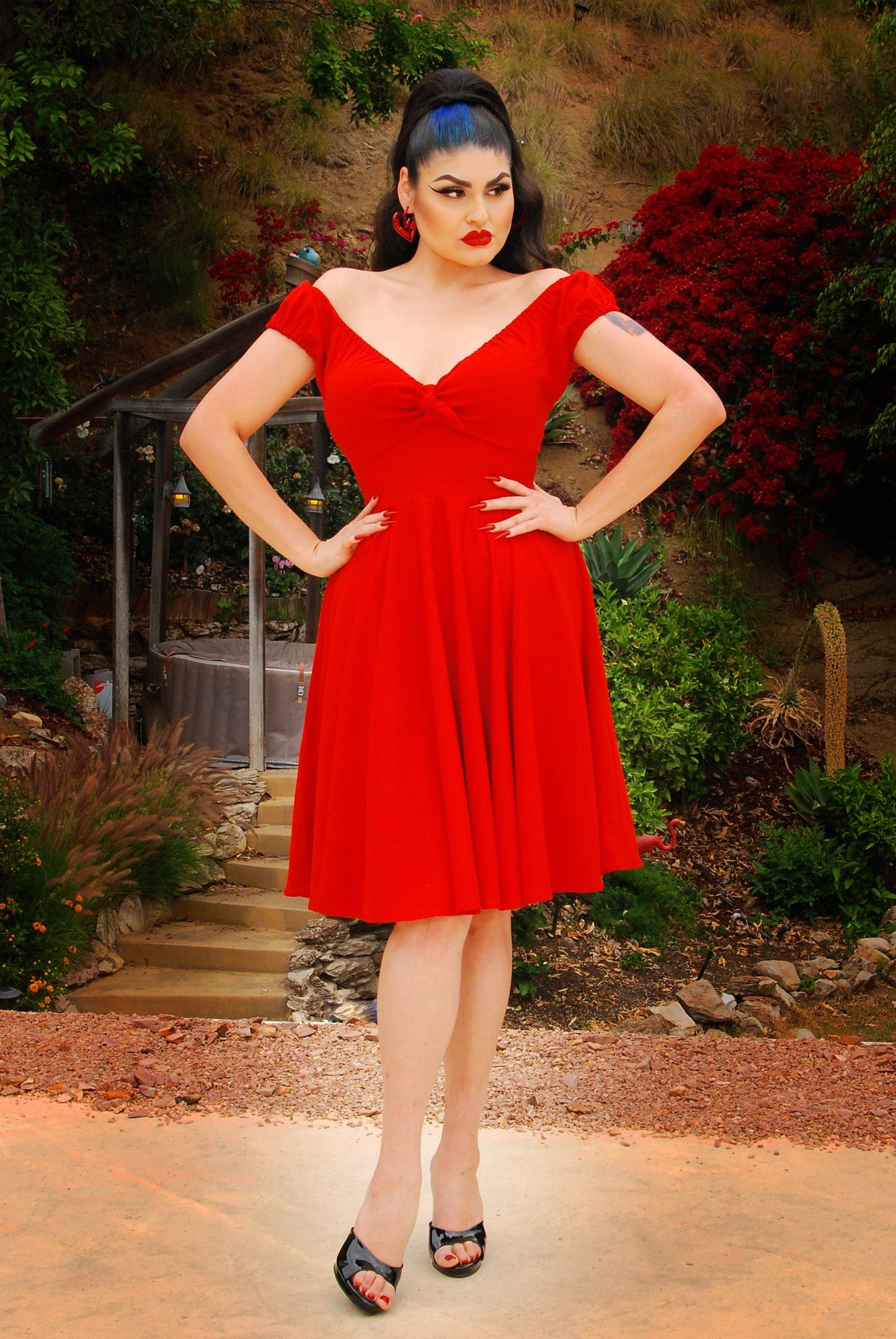 Natalie Dress in Red Crepe | Pinup Couture - pinupgirlclothing.com