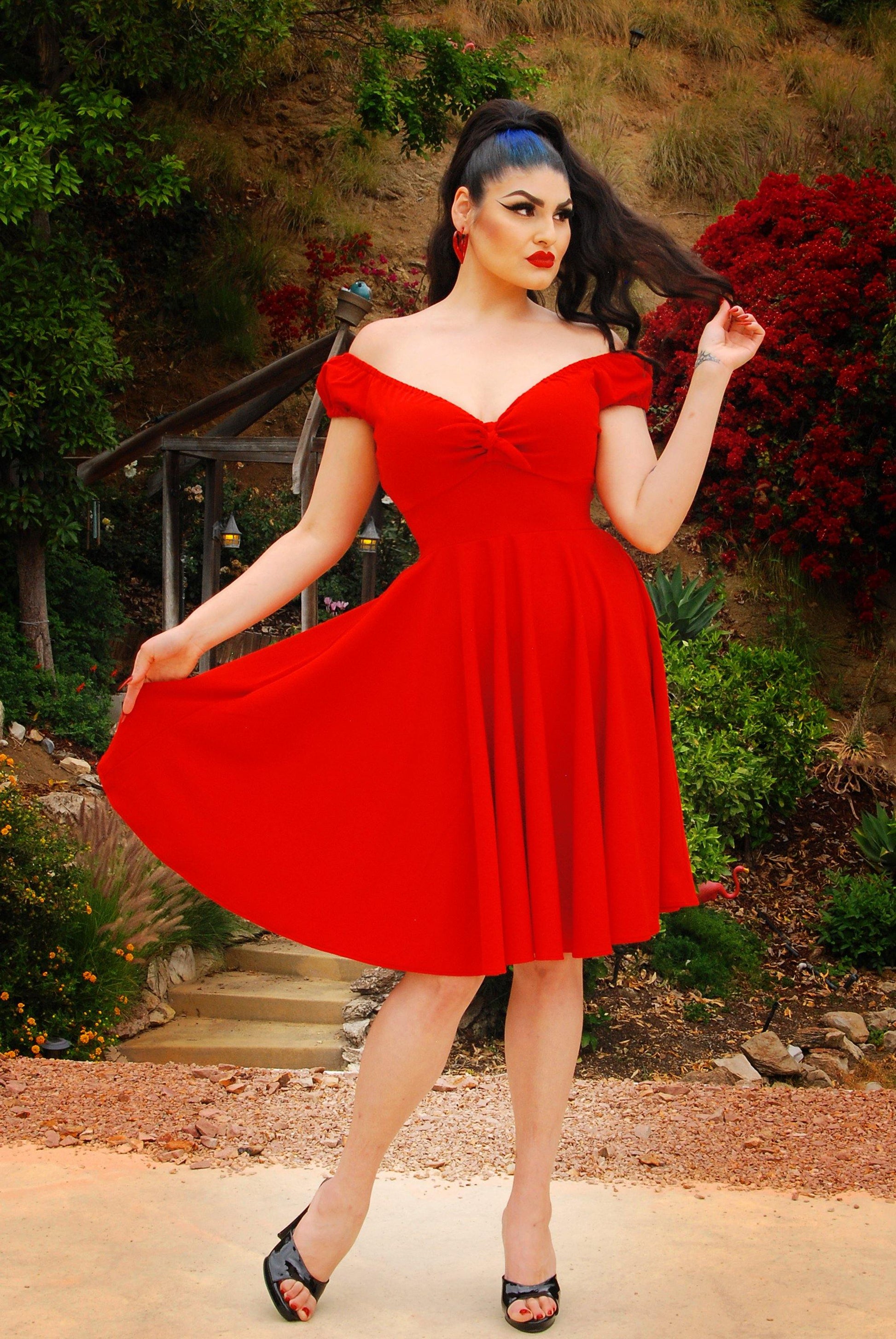 Natalie Dress in Red Crepe | Pinup Couture - pinupgirlclothing.com