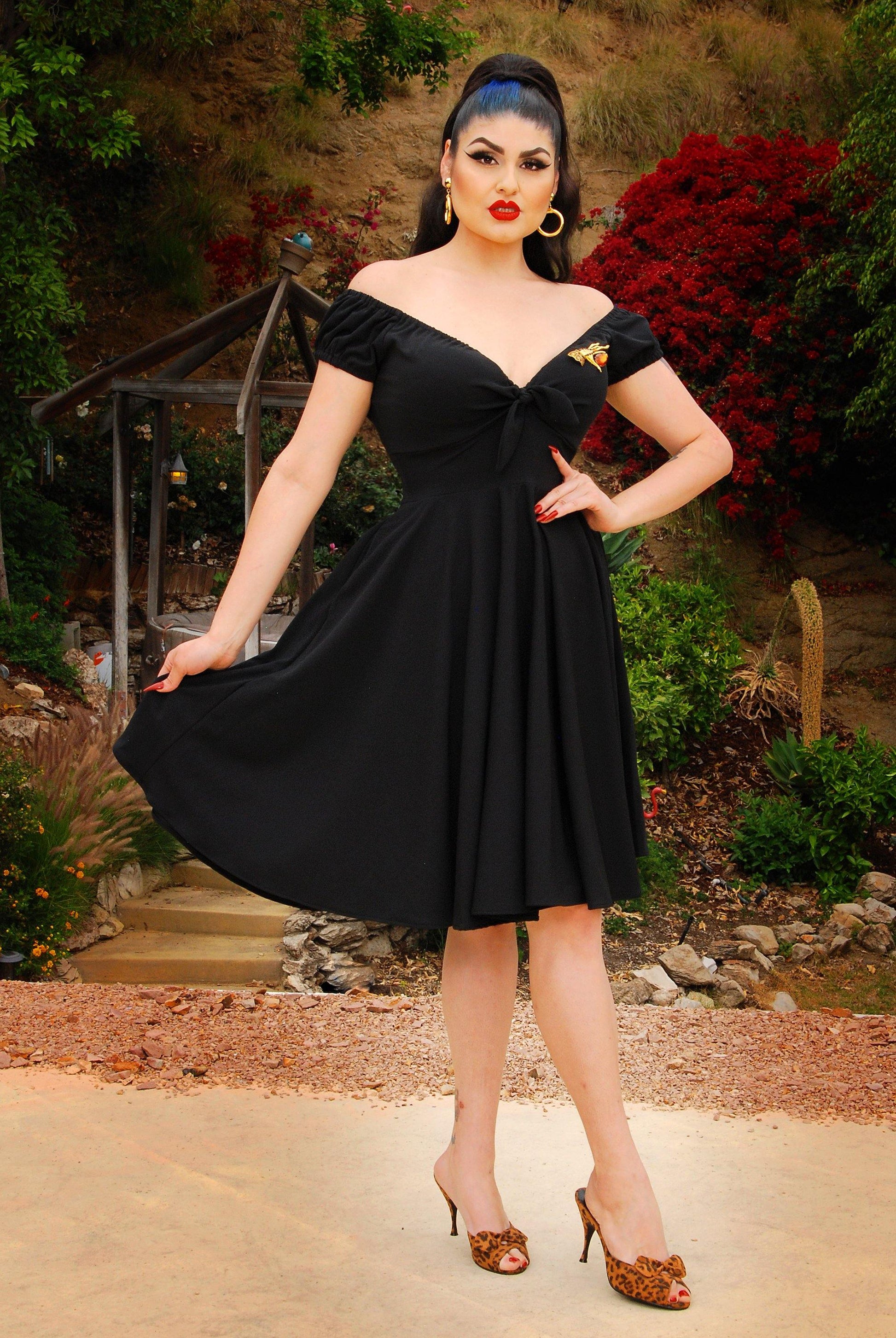 Natalie Dress in Black Crepe | Pinup Couture - pinupgirlclothing.com