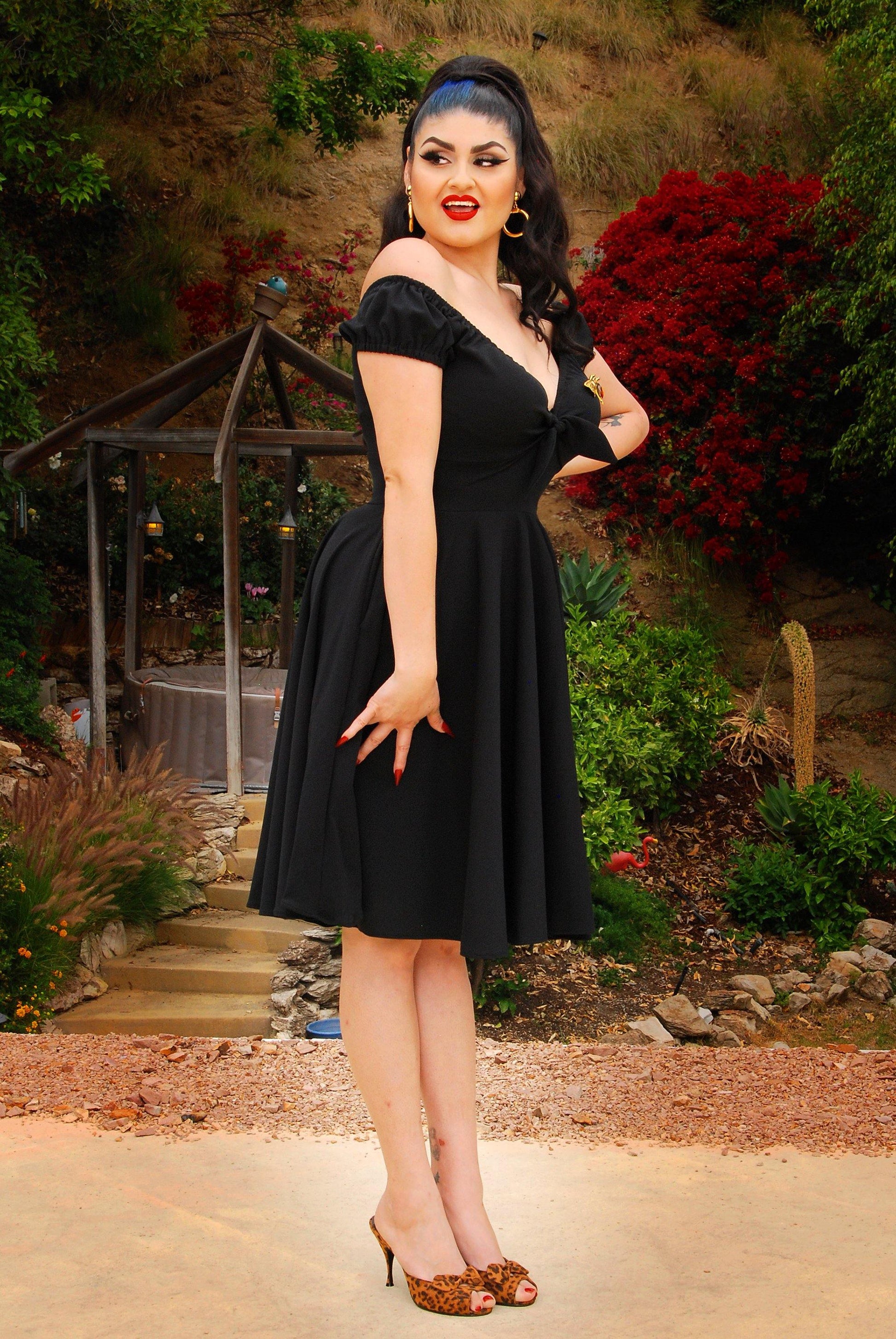 Natalie Dress in Black Crepe | Pinup Couture - pinupgirlclothing.com