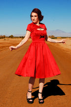 Evelyn Vintage Cocktail Dress in Red Bridal Satin