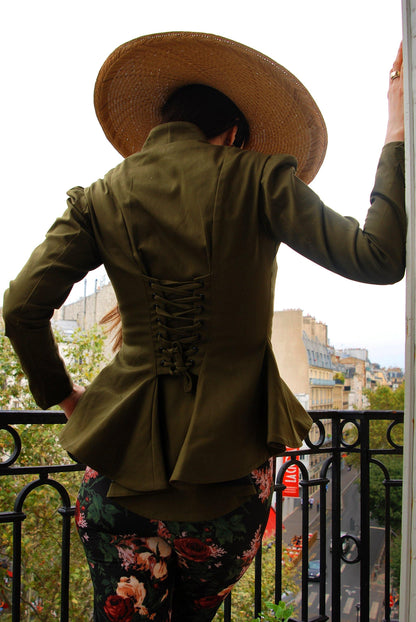 Morgana Jacket in Olive Twill | Laura Byrnes Design - pinupgirlclothing.com