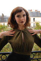Malia Top in Gold Lurex Ponte | Laura Byrnes Design