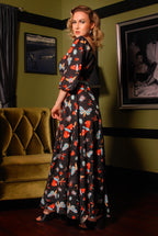 Swann 70s Maxi Dress in Insect Print Crepe | Laura Byrnes