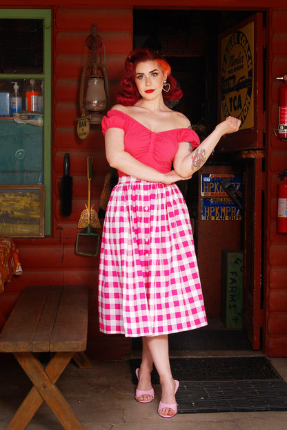 Brigitte Top in Pink | Laura Byrnes Design - pinupgirlclothing.com