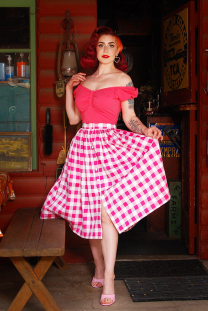 Brigitte Top in Pink | Laura Byrnes Design - pinupgirlclothing.com