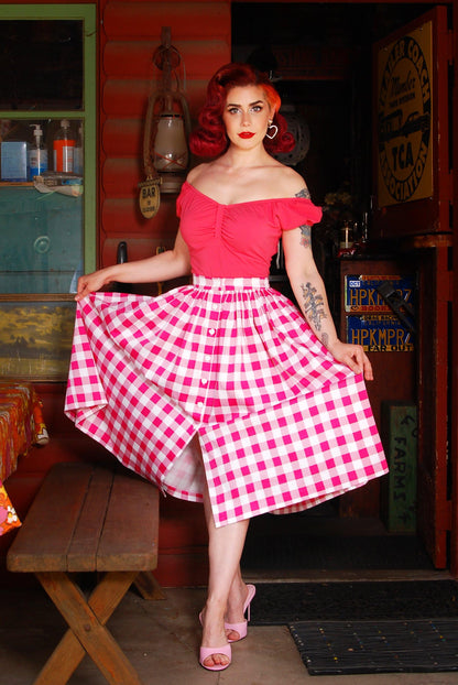 Brigitte Top in Pink | Laura Byrnes Design - pinupgirlclothing.com