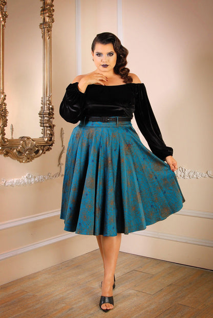 Swann Long Sleeve Peasant Top in Black Stretch Velvet | Pinup Couture - pinupgirlclothing.com