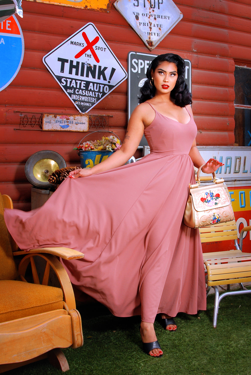 Amalie Ballerina Daytime Maxi Gown in Mulberry Pink