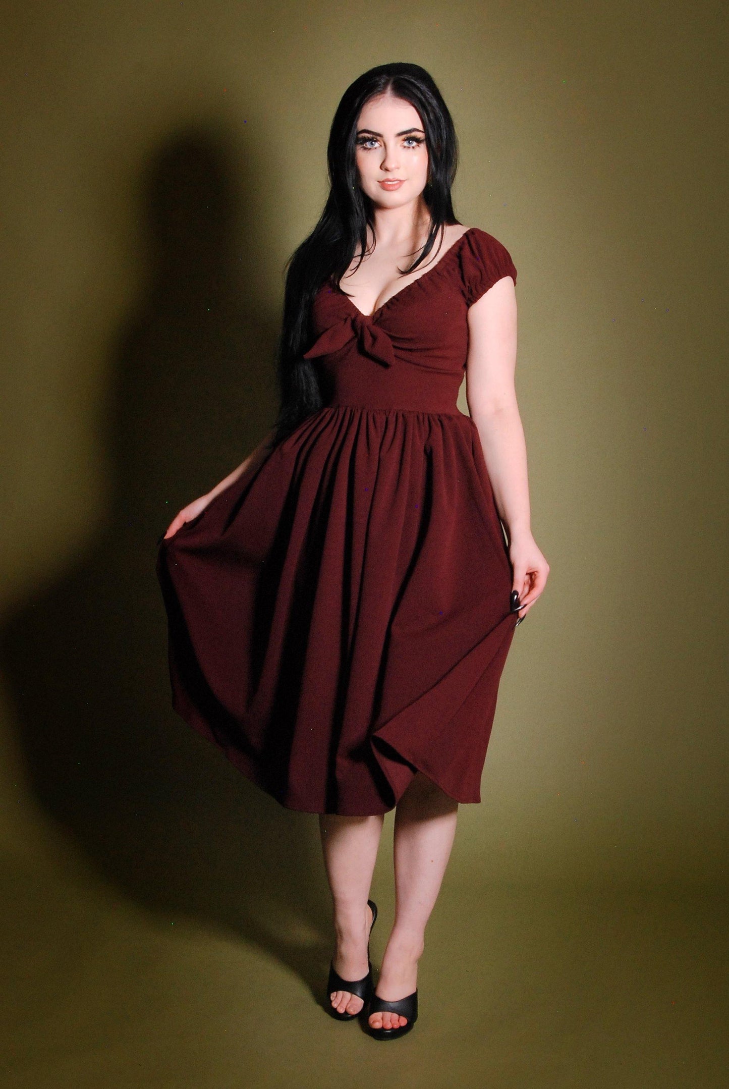 Natalie Dress in Garnet Crepe | Pinup Couture - pinupgirlclothing.com