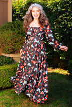 Swann 70s Maxi Dress in Insect Print Crepe | Laura Byrnes