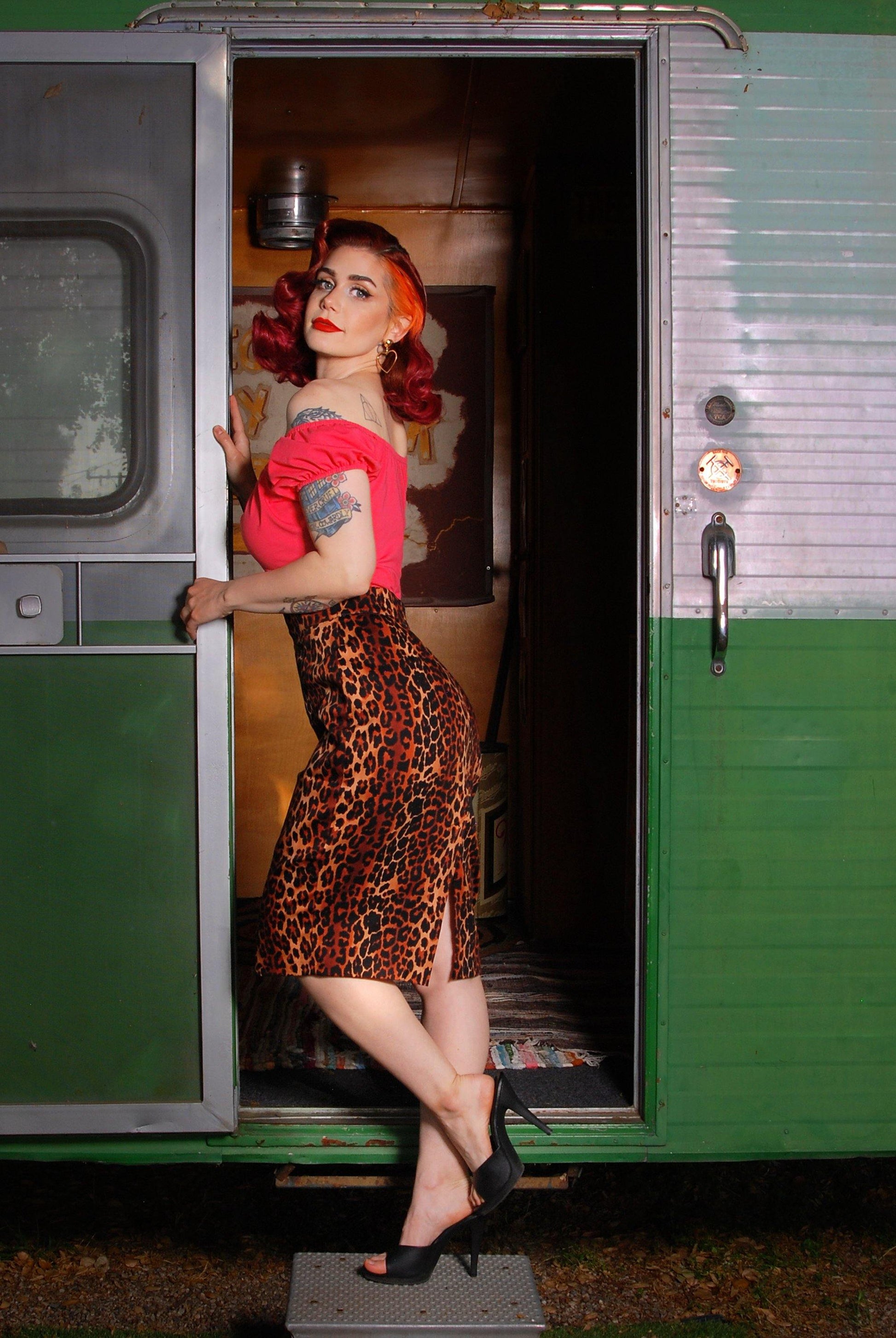 Vintage High Waist Pencil Skirt in Leopard | Laura Byrnes Design - pinupgirlclothing.com