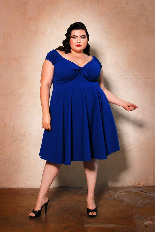 Natalie Dress in Royal Blue Crepe | Pinup Couture - pinupgirlclothing.com