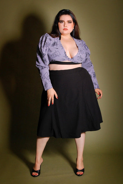 Luna Crop Top in Lavender Stregheria Print | Laura Byrnes & Hope Johnstun - pinupgirlclothing.com