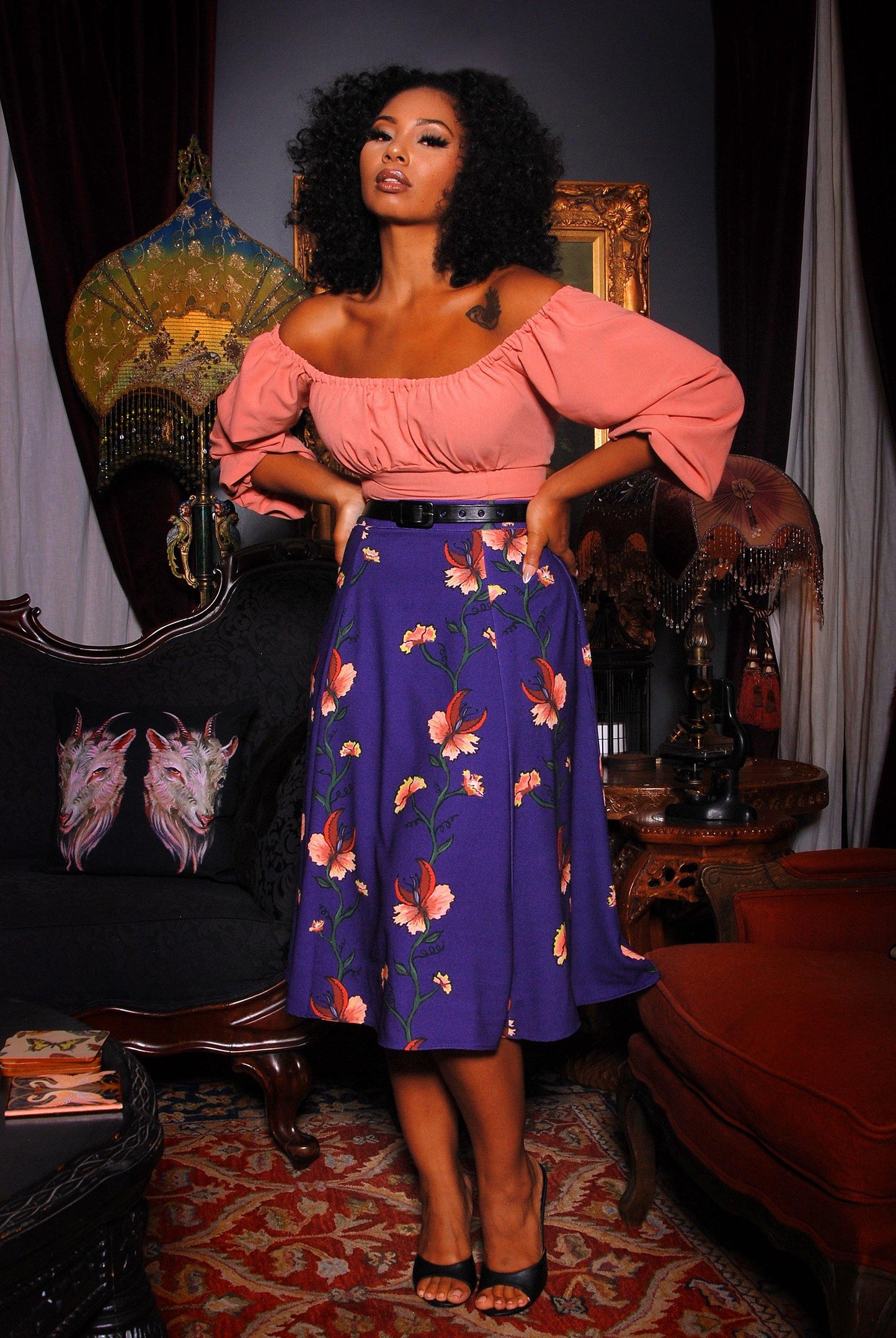 Viva 40s Tulip Skirt in ManTrap Print | Laura Byrnes & Hope Johnstun - pinupgirlclothing.com