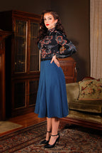 Viva 40s Tulip Skirt in Ink Blue Crepe | Laura Byrnes - pinupgirlclothing.com