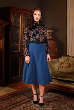 Viva 40s Tulip Skirt in Ink Blue Crepe | Laura Byrnes - pinupgirlclothing.com