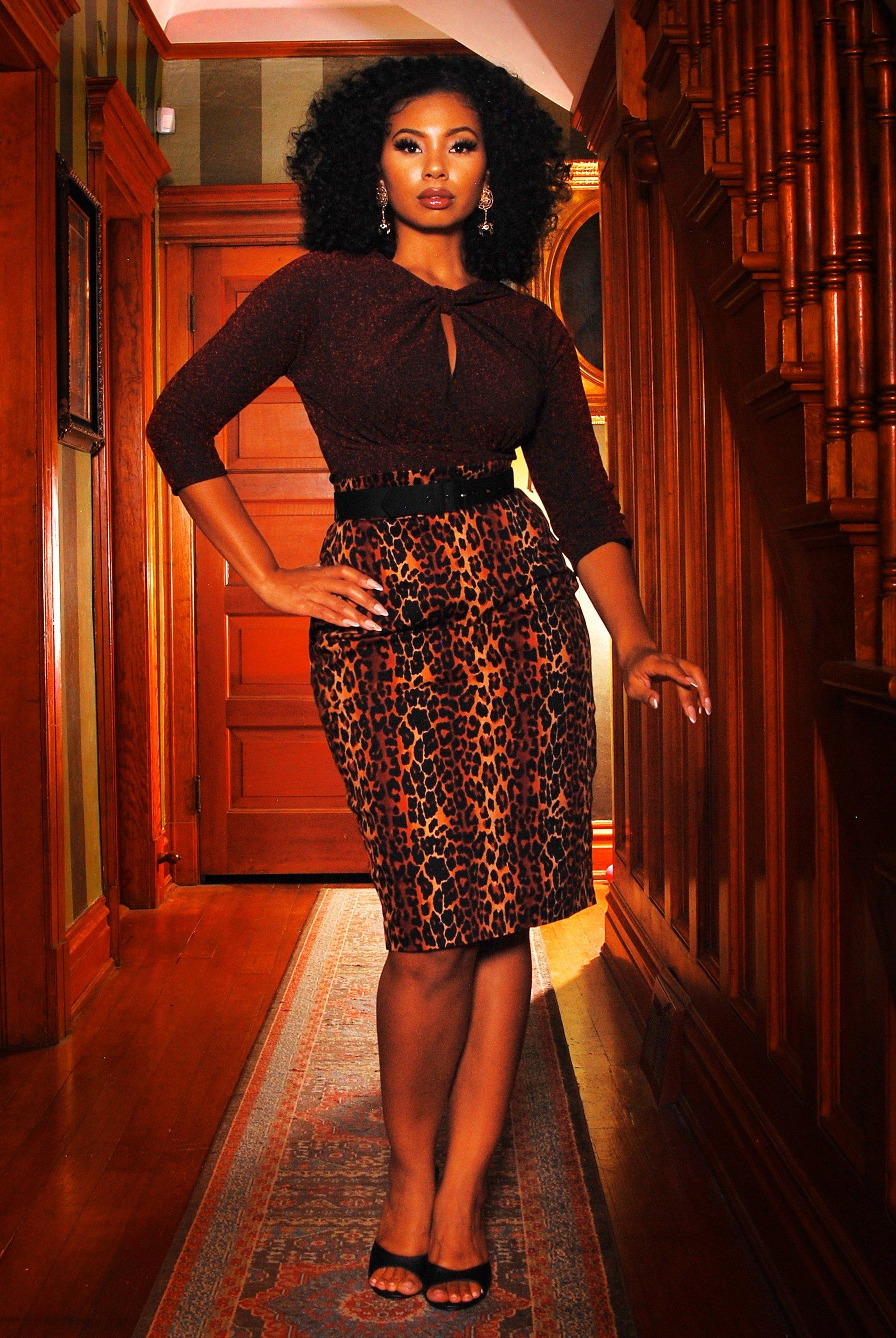 Vintage High Waist Pencil Skirt in Leopard | Laura Byrnes Design - pinupgirlclothing.com