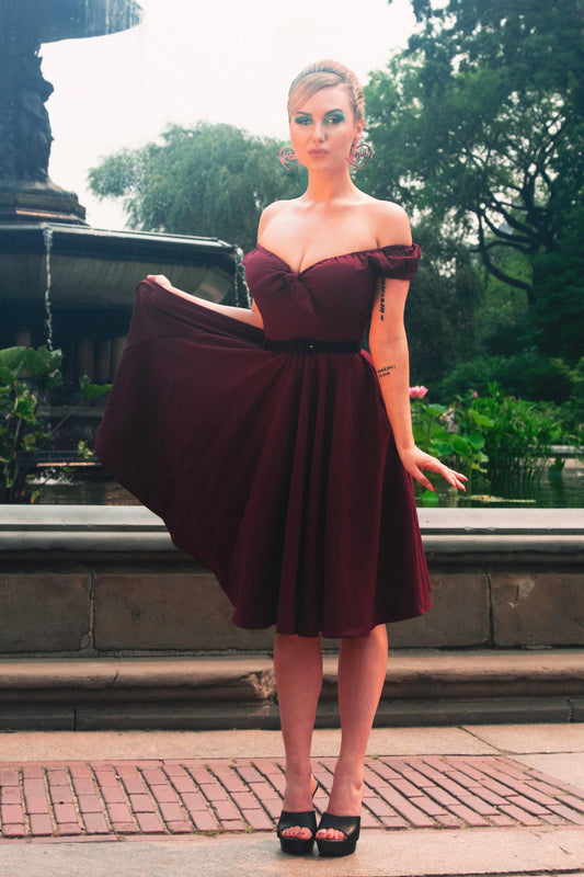 Natalie Dress in Garnet Crepe | Pinup Couture - pinupgirlclothing.com