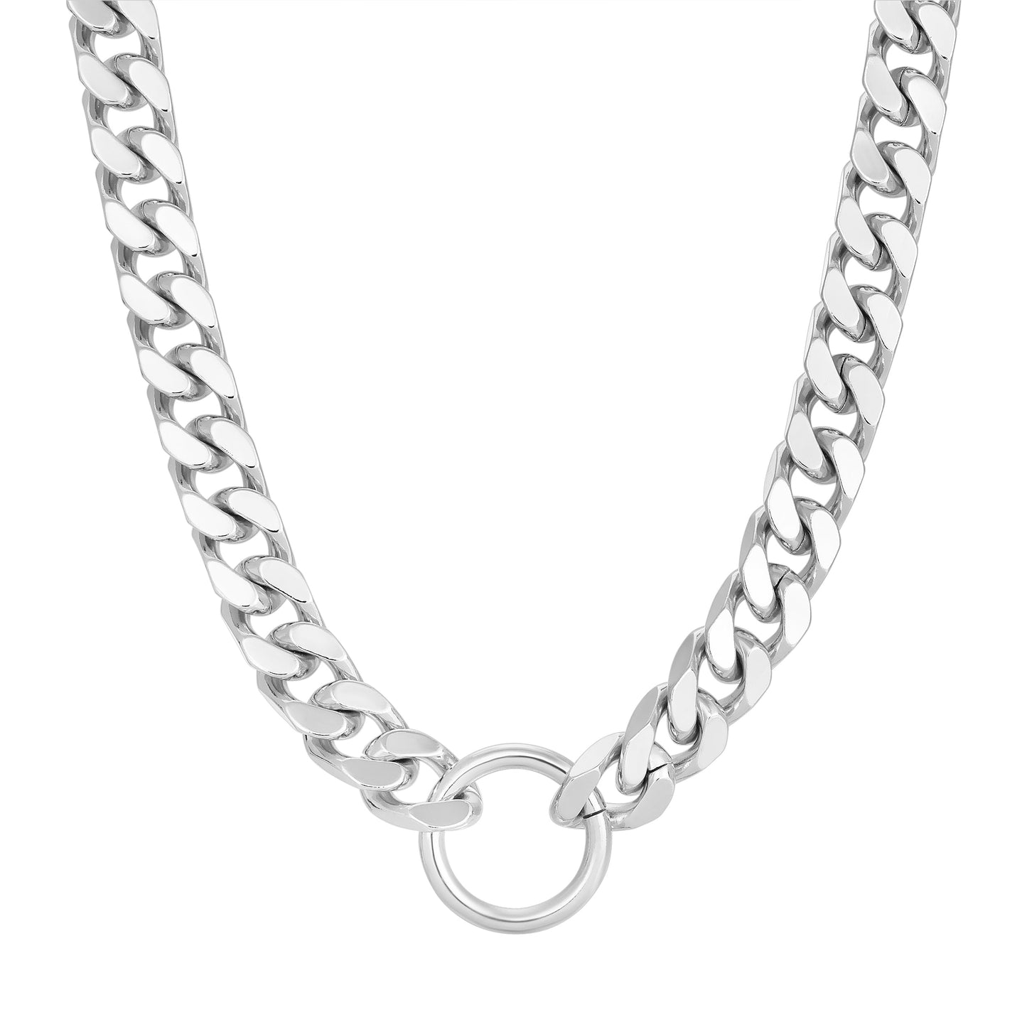 Tate O-Ring Curb Chain Necklace in Gold or Silver | eklexic