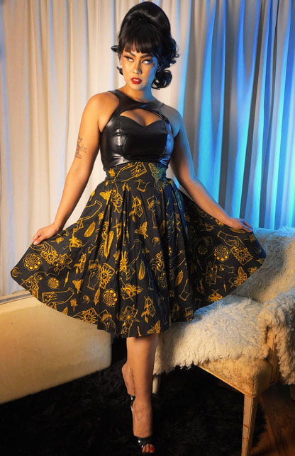 Long Jun Skirt in Stregheria Sateen | Laura Byrnes & Hope Johnstun - pinupgirlclothing.com