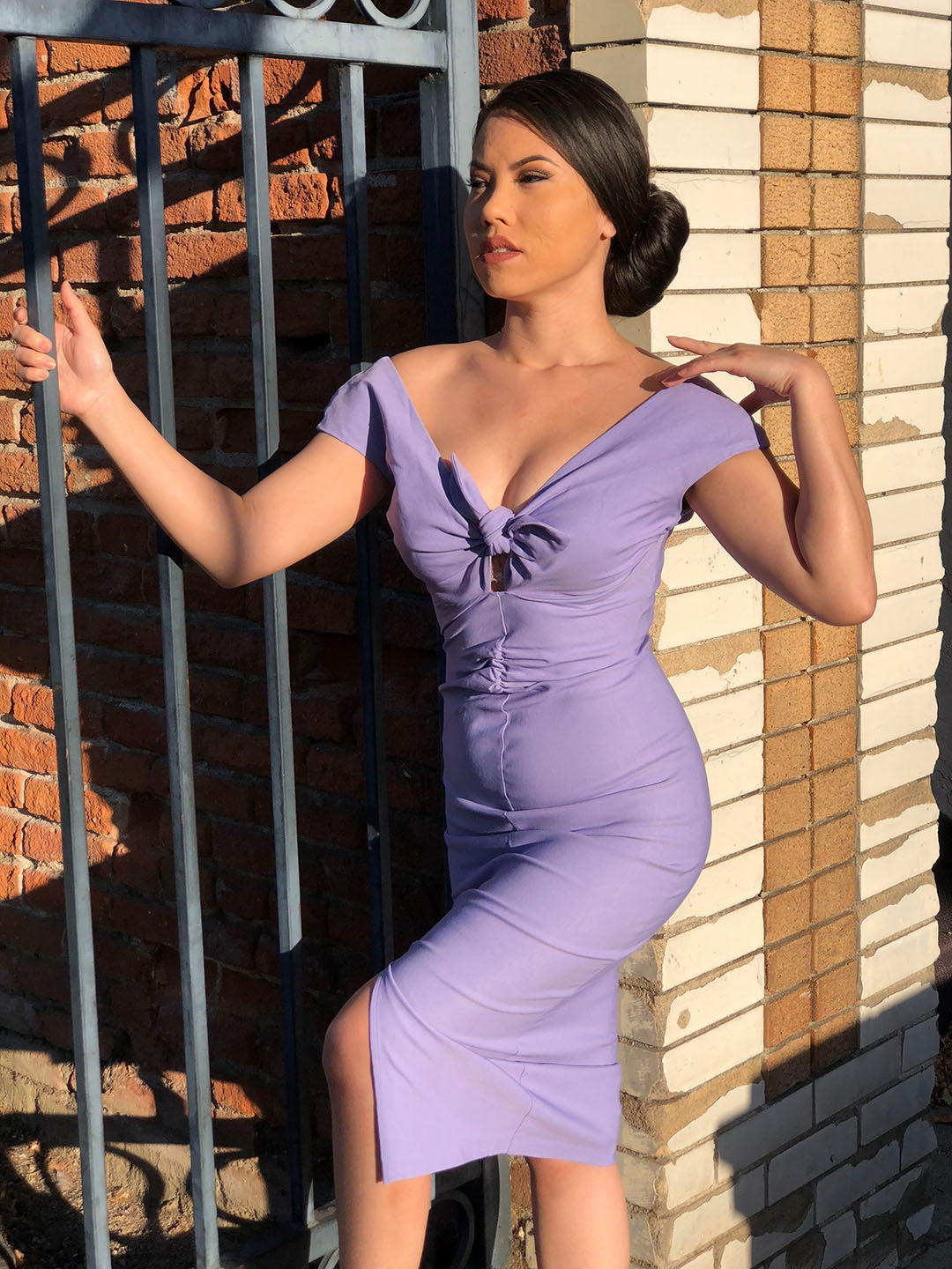 OYS - 4X - Final Sale - Niagara Vintage Starlet Wiggle Dress in Lavender | Dixiefried