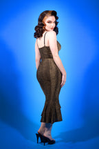 Venus Midi Slip Dress in Gold Stretch Lurex  Knit | Laura Byrnes Design