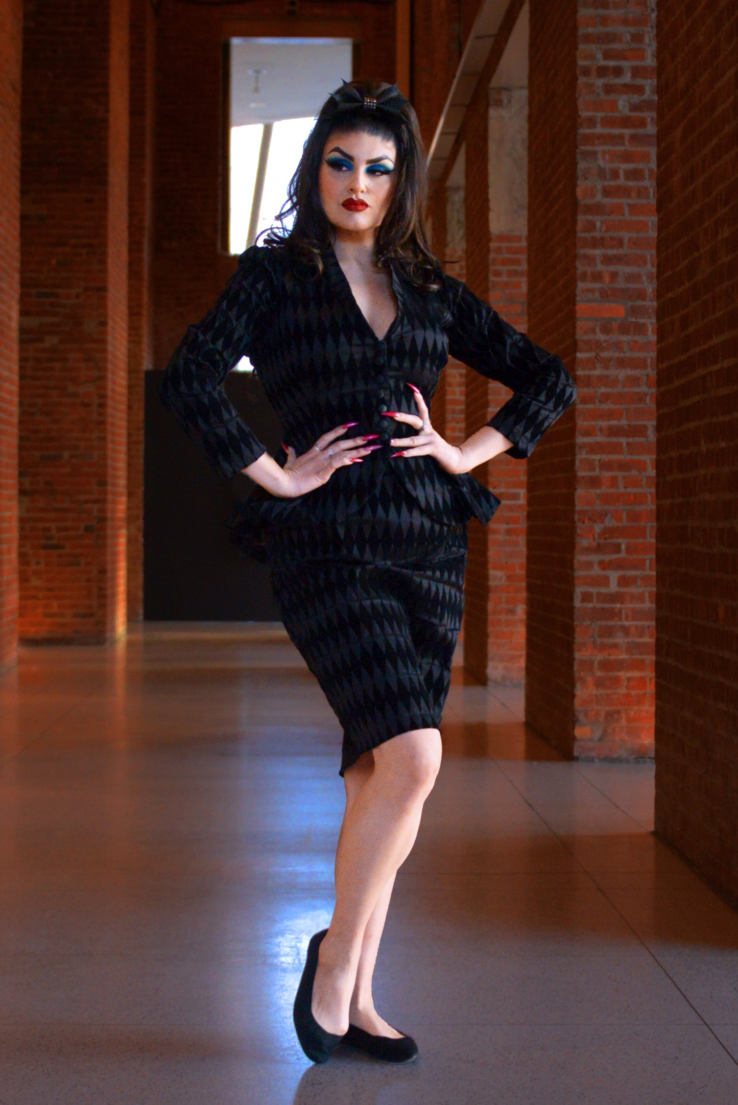 Laura Byrnes California Morgana Jacket in Black Flocked Harlequin