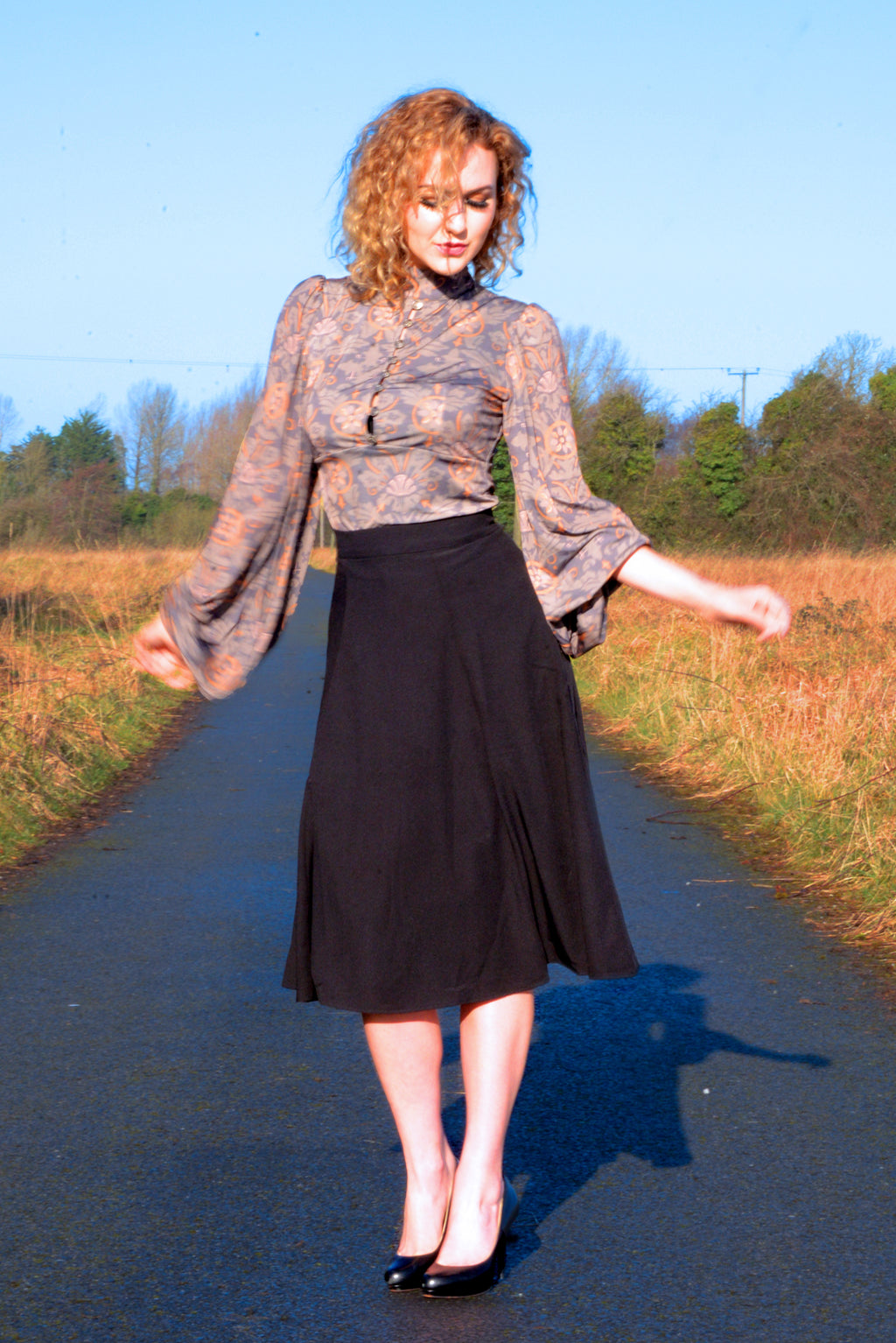 Serafina Top in Royal Woods Jersey | Laura Byrnes