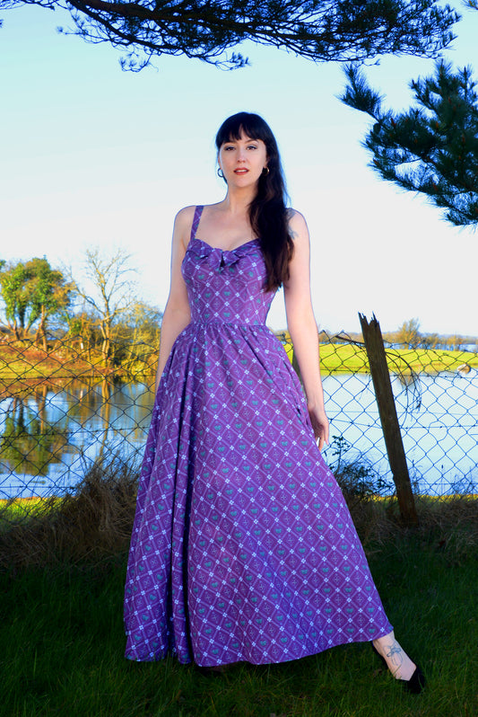 Final Sale - Linda Maxi Gown in Crown Print Crepe | Laura Byrnes & Hope Johnstun