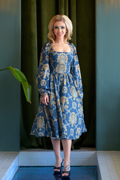 Final Sale - Amara Long Sleeved Swing Dress in Take Me to Galway Crepe | Laura Byrnes & Hope Johnstun