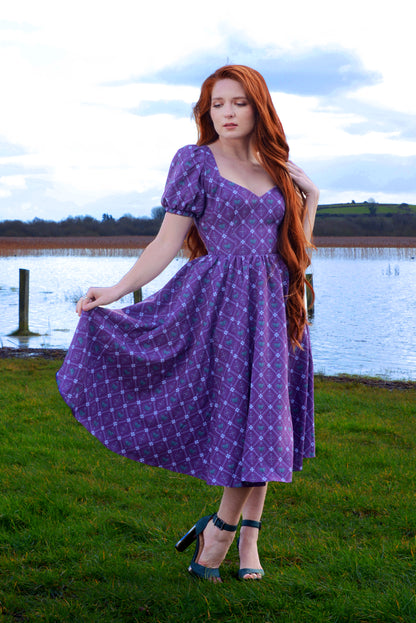 Final Sale - Lucrezia Day Dress in Crown Print Crepe | Laura Byrnes & Hope Johnstun