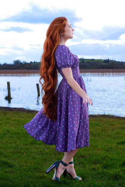 Final Sale - Lucrezia Day Dress in Crown Print Crepe | Laura Byrnes & Hope Johnstun