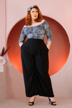 Kayla Top in Grey Leopard Crepe