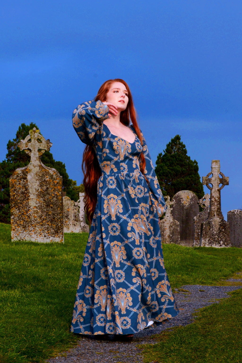 Lucrezia Maxi Gown in Take Me to Galway Crepe | Laura Byrnes