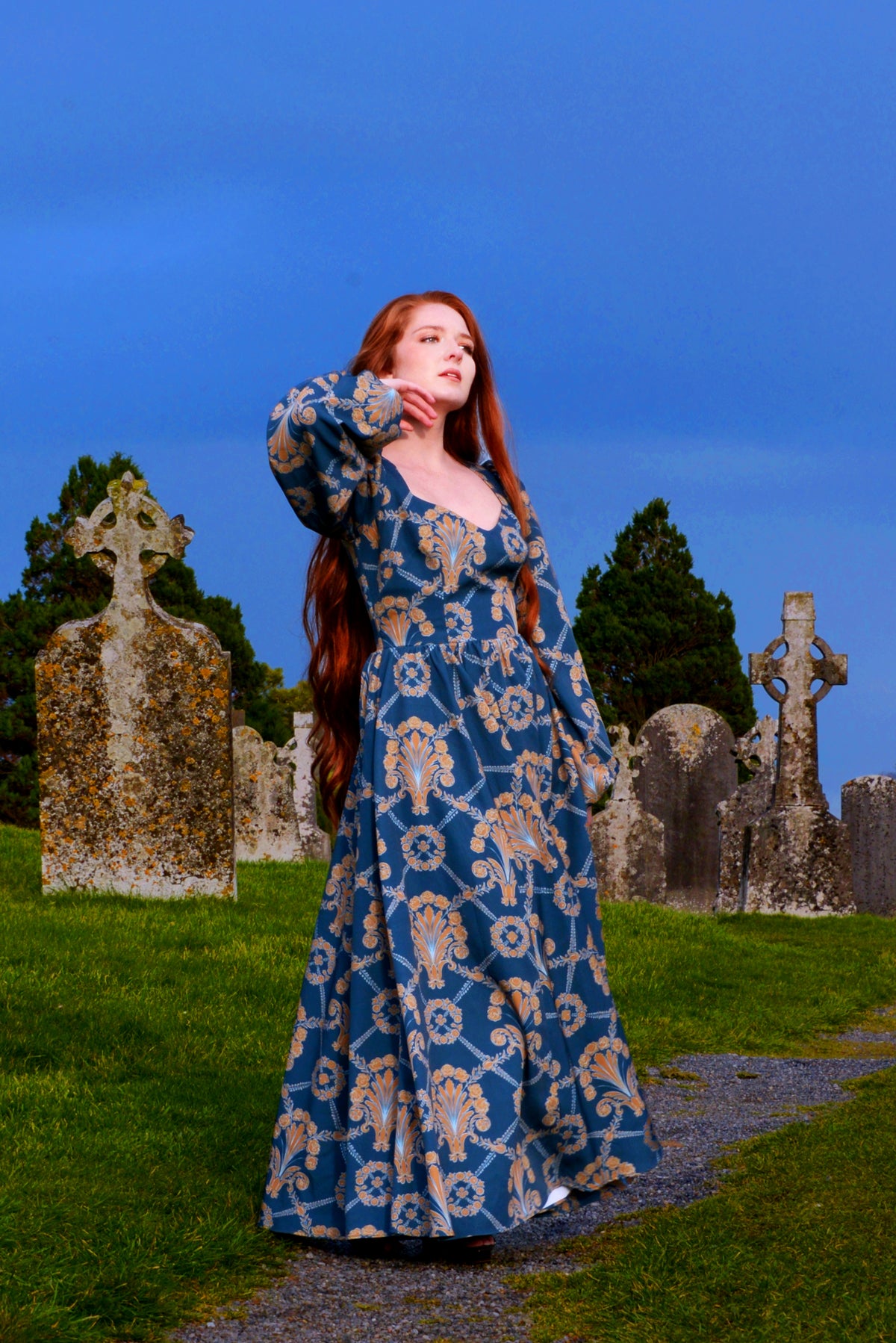 Lucrezia Maxi Gown in Take Me to Galway Crepe | Laura Byrnes