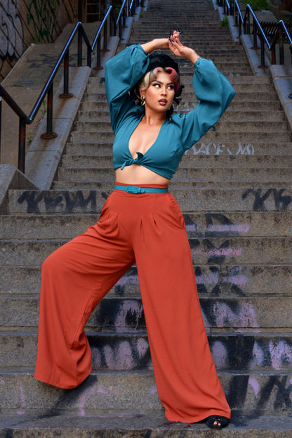 Dietrich Vintage Wide Leg Trousers in Spice 30" Inseam | Laura Byrnes Designs