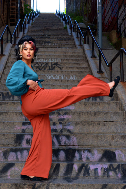 Dietrich Vintage Wide Leg Trousers in Spice 30" Inseam | Laura Byrnes Designs