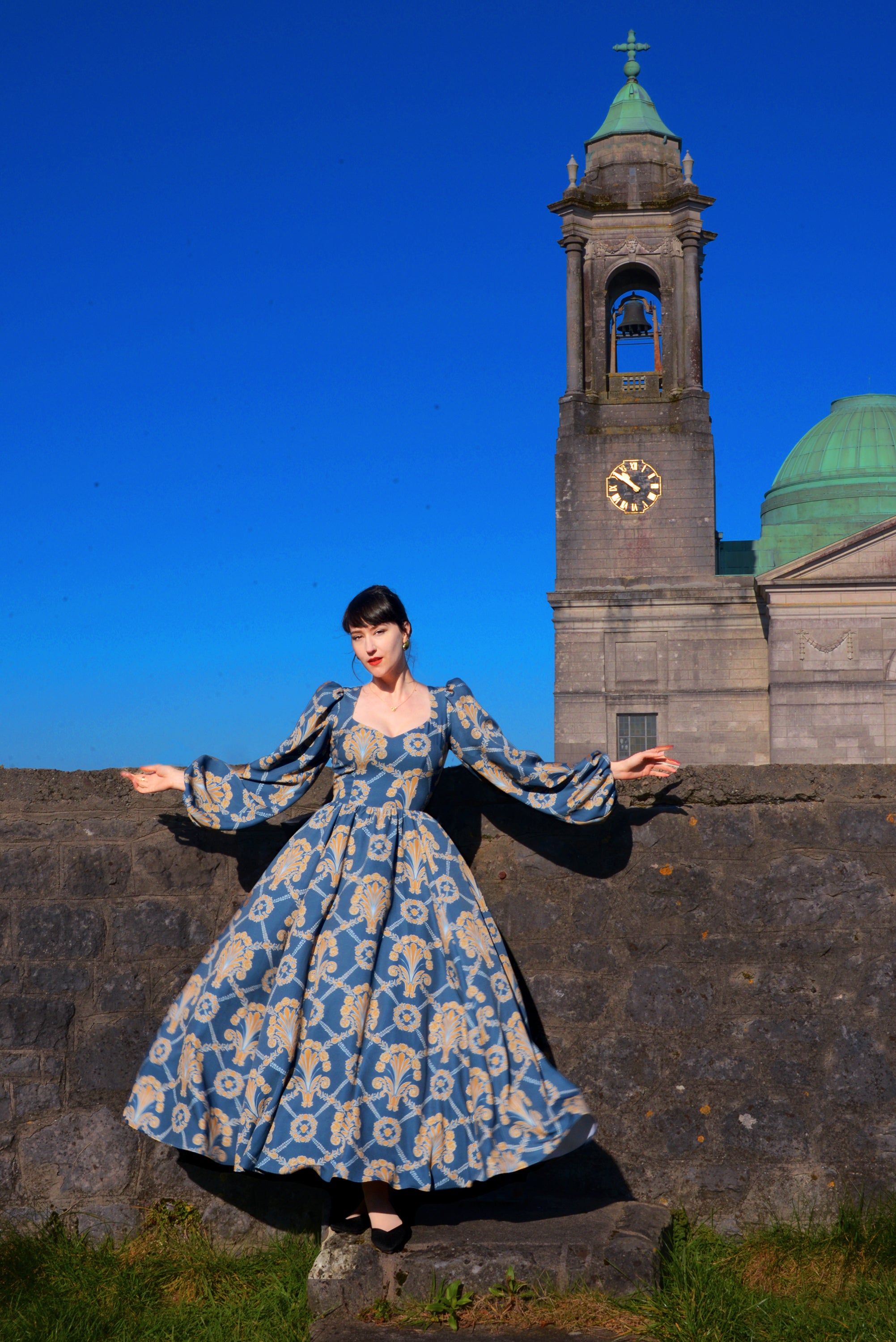 Lucrezia Maxi Gown in Take Me to Galway Crepe | Laura Byrnes