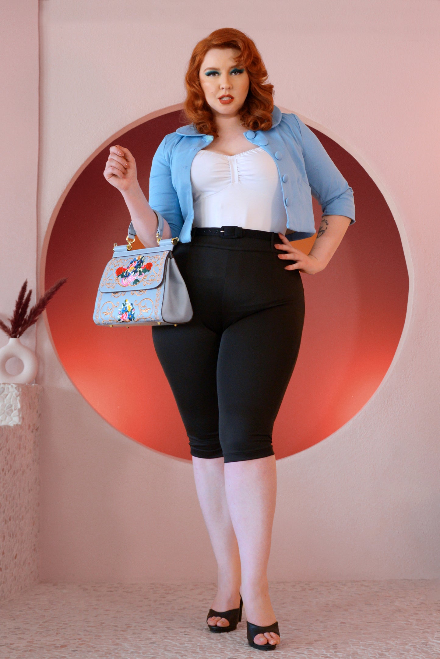 The Little Jun 60's Style Jacket in Sky Blue Cotton Twill | Laura Byrnes Design