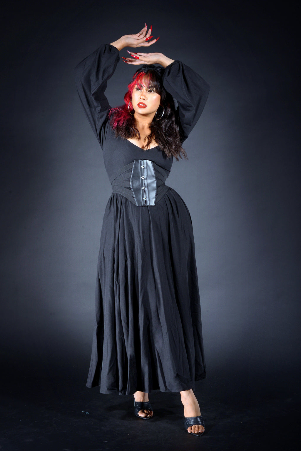 Lucrezia Renaissance Maxi Gown in Solid Black
