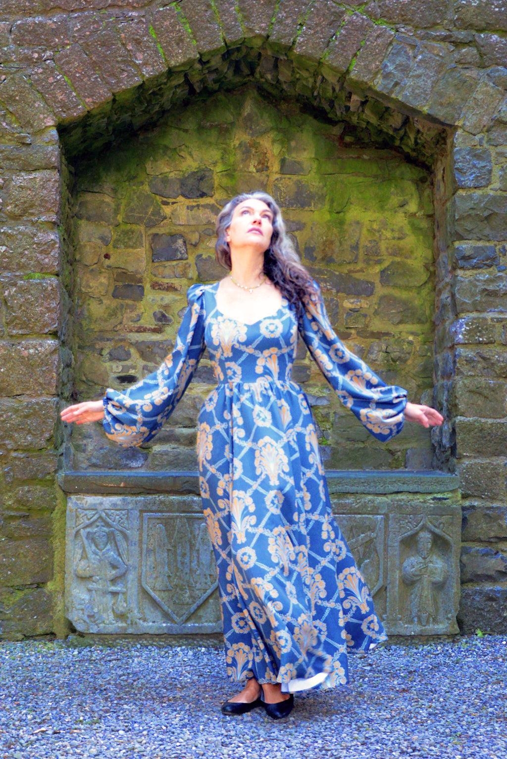Lucrezia Maxi Gown in Take Me to Galway Crepe | Laura Byrnes