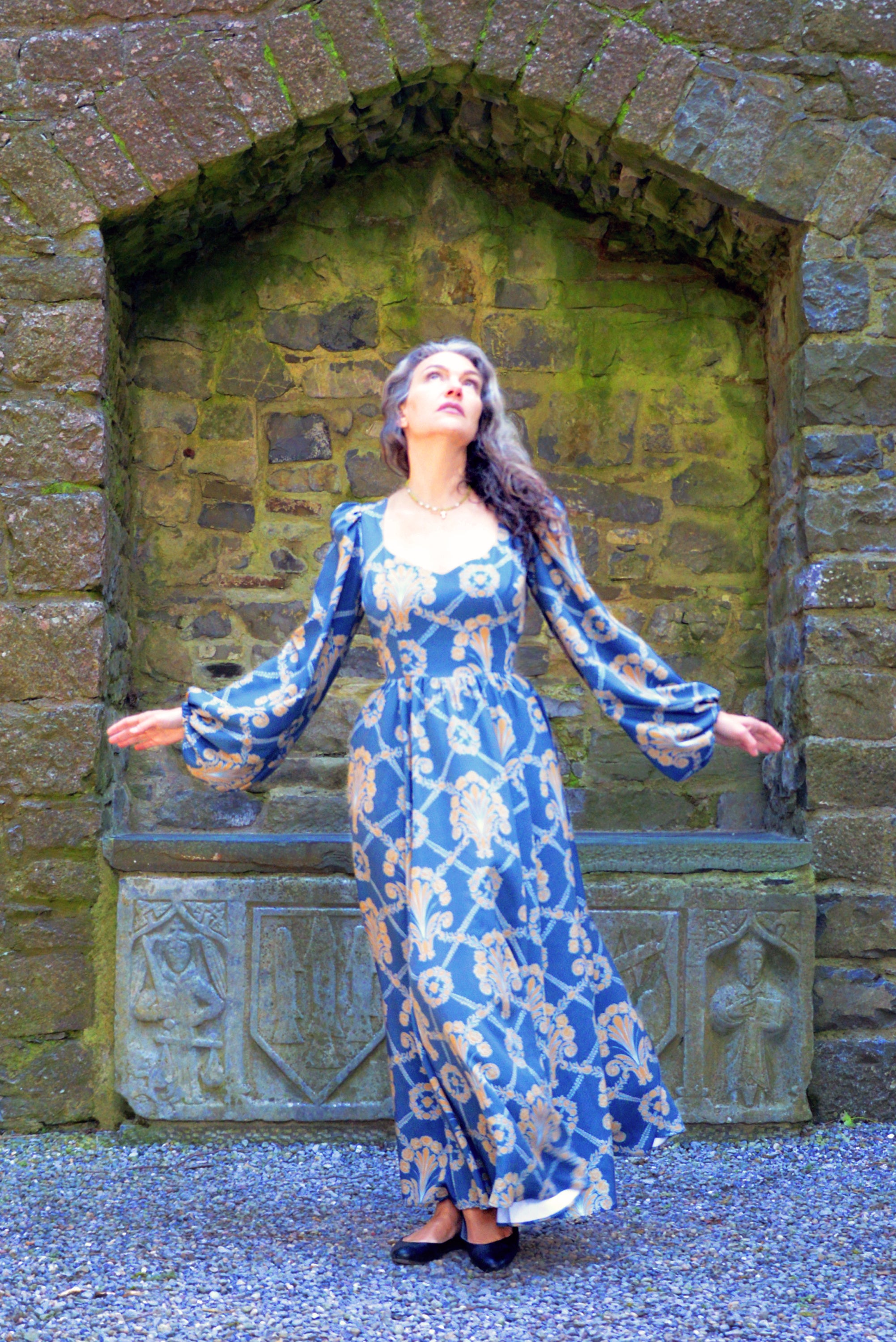 Lucrezia Maxi Gown in Take Me to Galway Crepe | Laura Byrnes