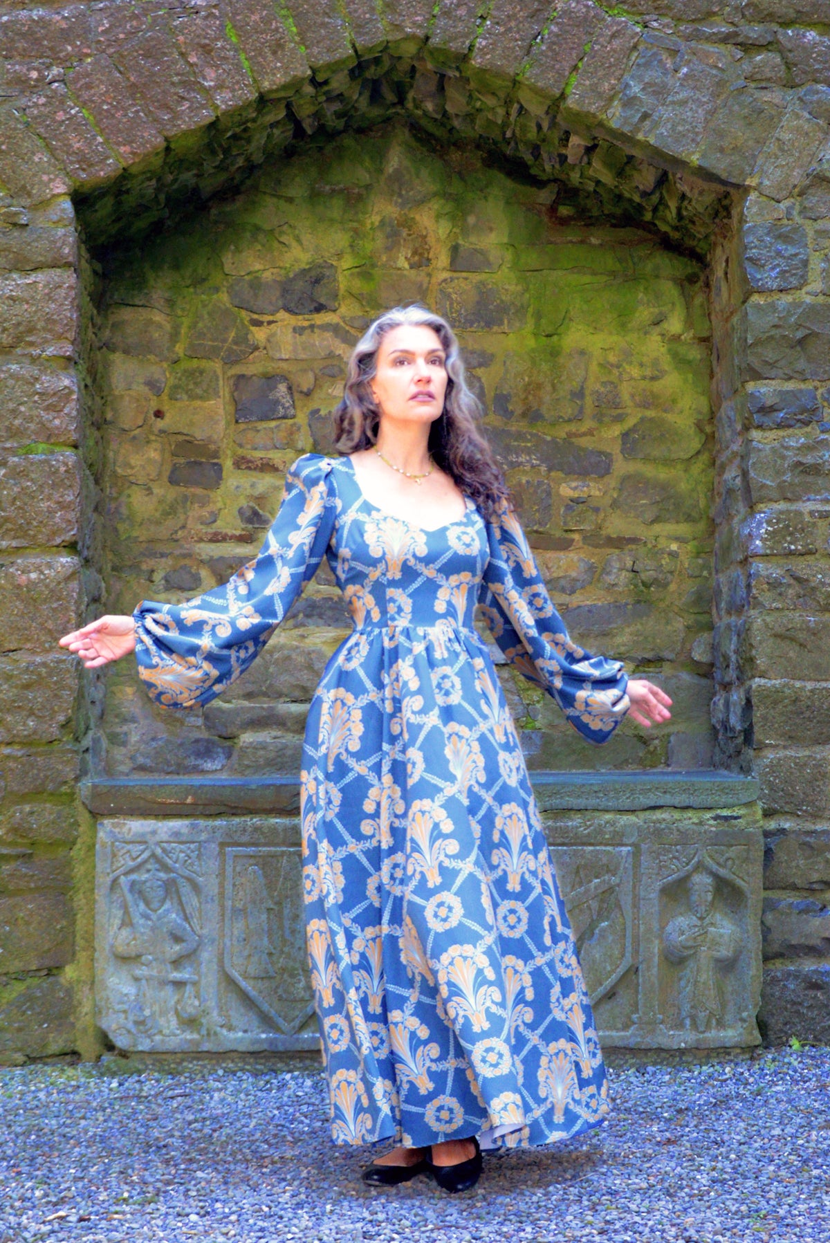 Lucrezia Maxi Gown in Take Me to Galway Crepe | Laura Byrnes