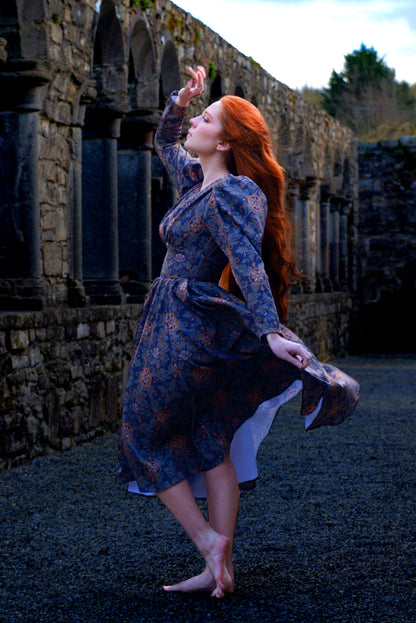 Final Sale - Luna 40s Swing Dress in Royal Woods Crepe | Laura Byrnes & Hope Johnstun