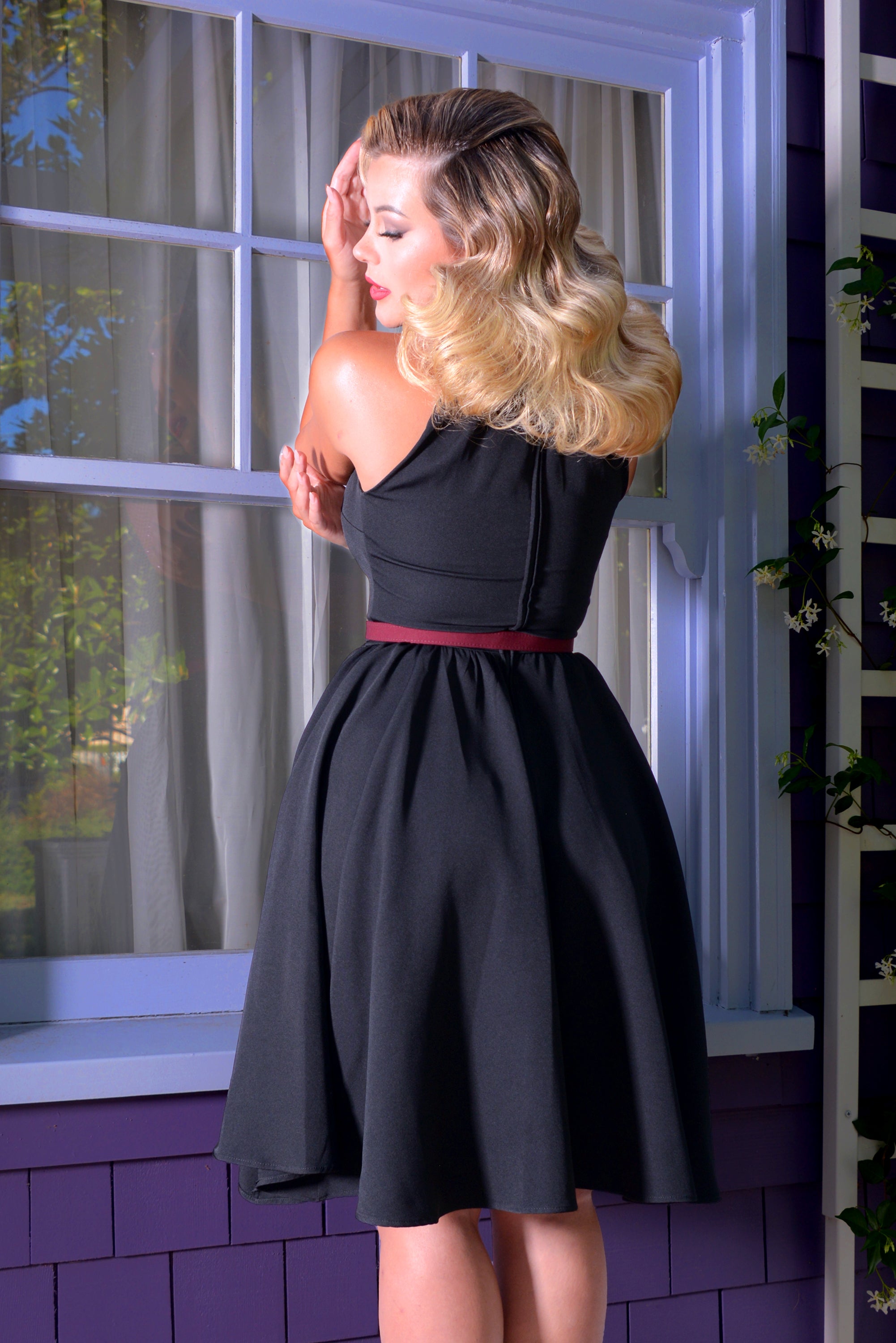 Harley Swing Dress in Black Twill | Pinup Couture
