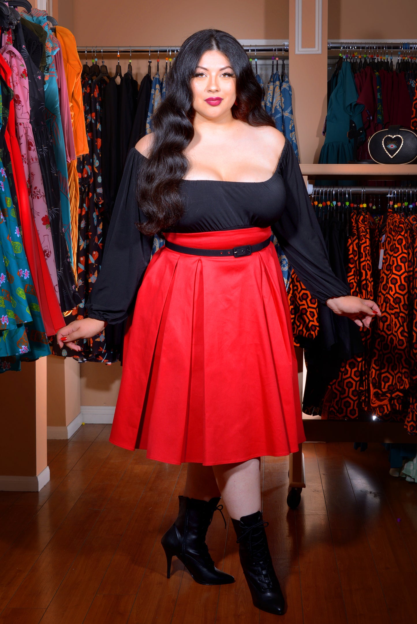 Long Jun Skirt in Red Twill | Laura Byrnes Design