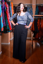 Kayla Top in Grey Leopard Crepe