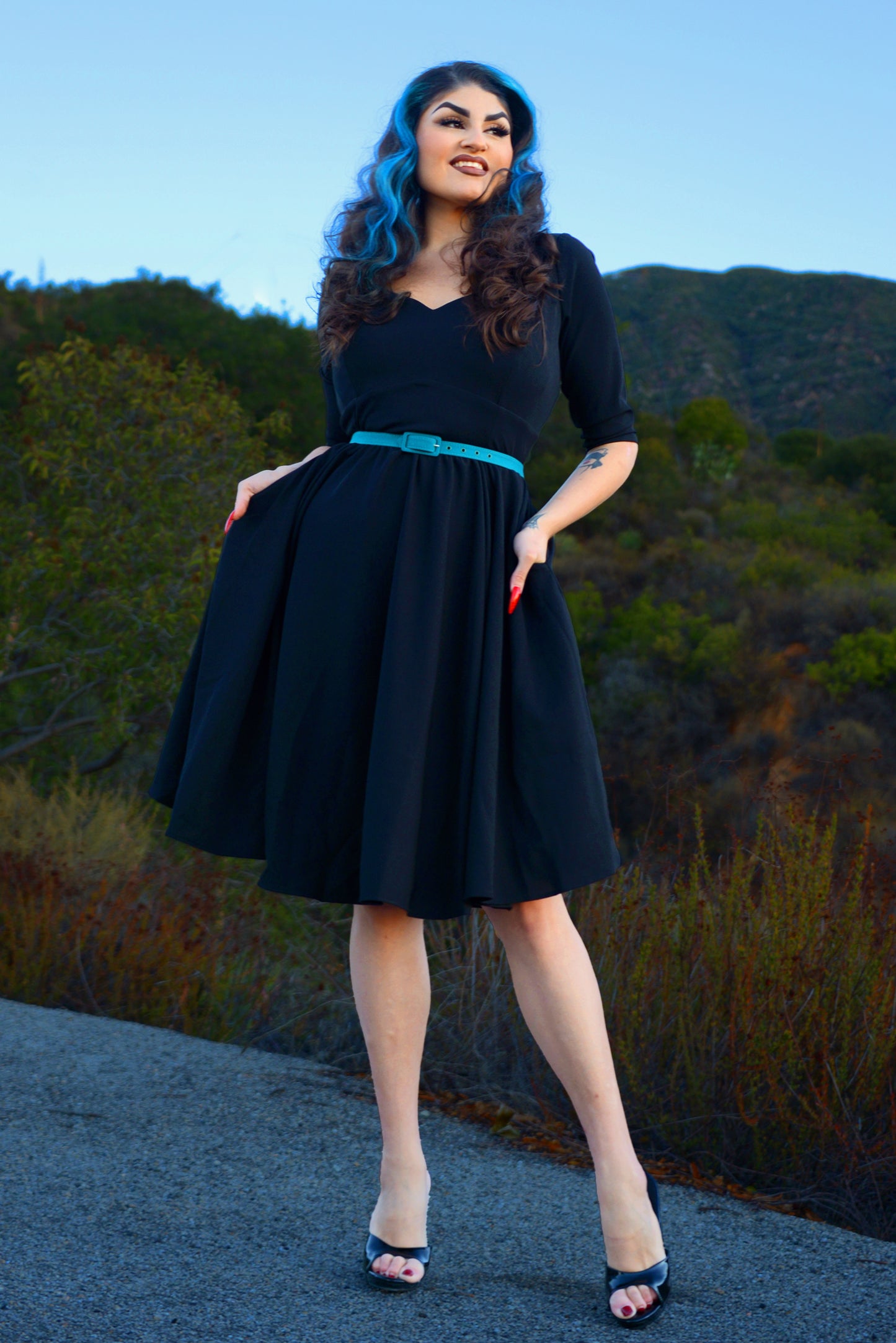 Priscilla Swing Dress in Black | Laura Byrnes Design